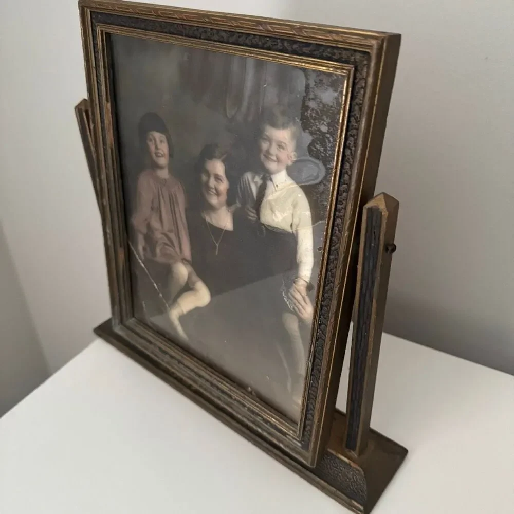 Vintage Art Deco Swivel Wood Picture Frame 1930s Swinging Photo Frame
